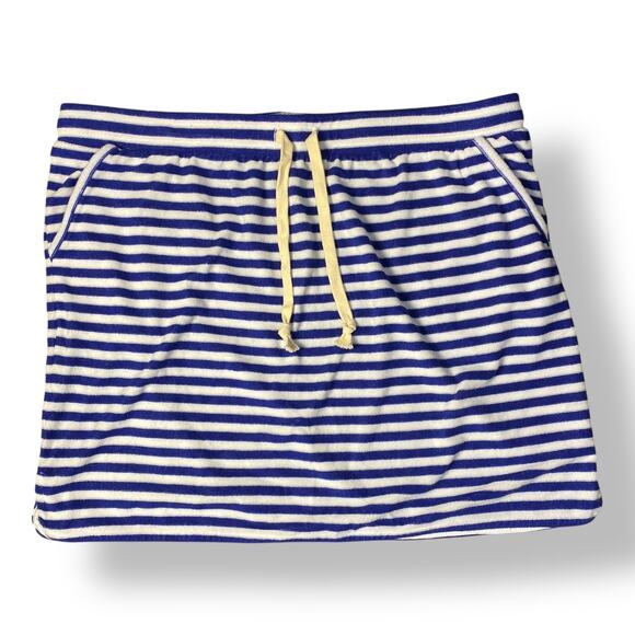 J.Crew Weekend NWT Blue White Striped Terry Cloth Skirt Size XL‎ Coastal Preppy - Picture 1 of 8
